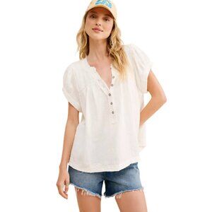 We The Free People Horizons Double Cloth Top Boho Chic Summer - Small